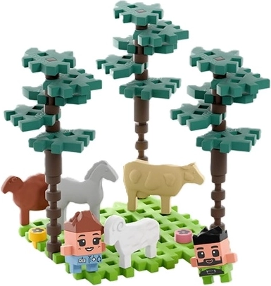 Figures and animals for care-and-rescue role play