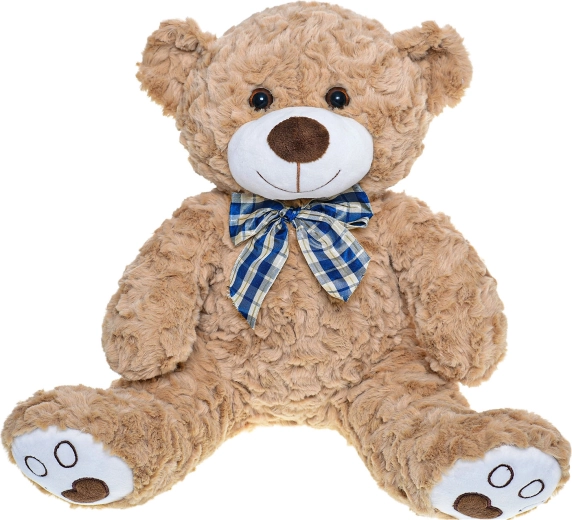 Light brown sitting plush teddy bear with bow 30 cm