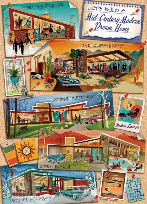 Puzzel Moderní Dům Snů uit het Midden van de Eeuw 1000 Stukjes