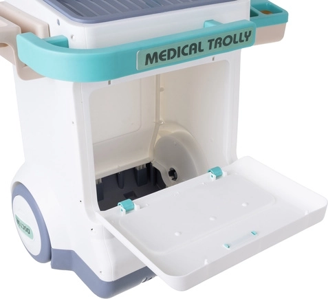 Chariot mobile à deux niveaux avec espace de rangement