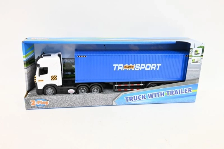 Vrachtwagen met aanhanger en container 38 cm met licht en geluid
