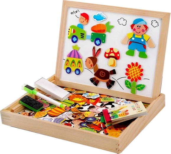 Houten magnetische stukjes boerderij 1