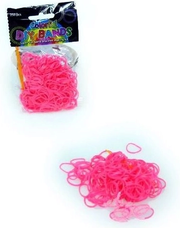 Set of Pink Rubber Bands for Bracelet Weaving with Hook and Clasps (250 pcs)