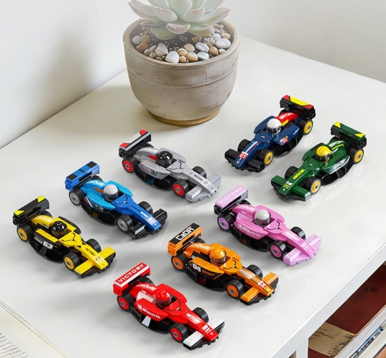 8 colorful single-seaters in one set