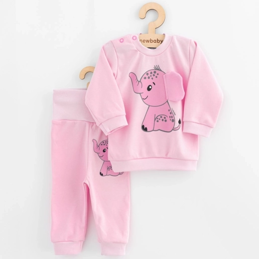Ensemble bébé t-shirt et pantalon New Baby Happy Elephant rose 56 (0–3 mois)
