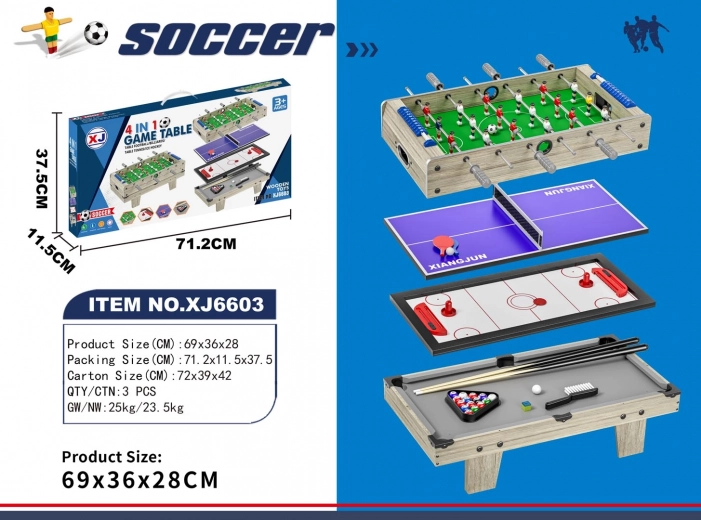tabletop game table 4-in-1 gray – billiards, air hockey, table tennis and foosball