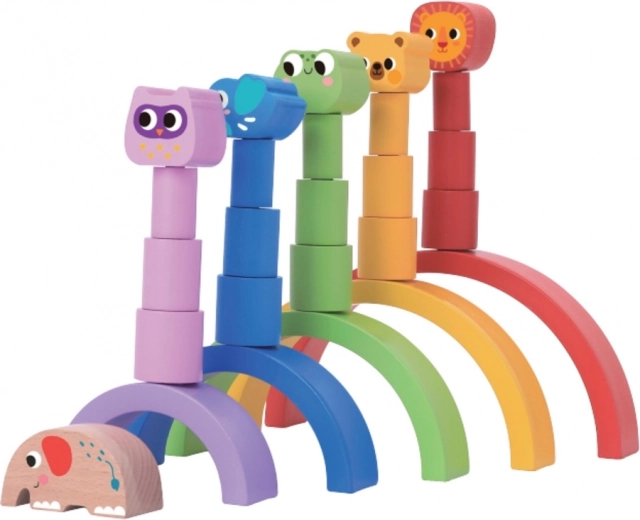 arc-en-ciel d’équilibre en bois avec animaux 2Kids
