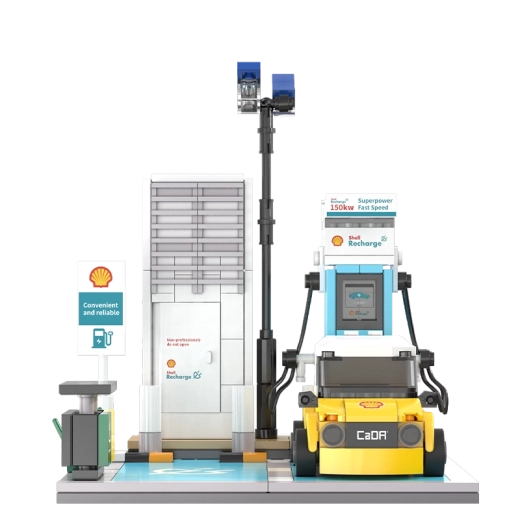 Compact yellow car with parking space