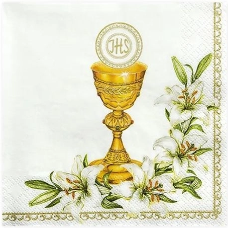 Serviettes en papier avec motif de calice blanc 33 × 33 cm, 20 pcs