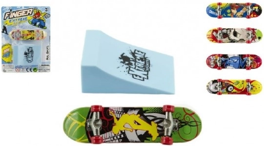 vingerskateboard met ramp voor kinderen 10 cm