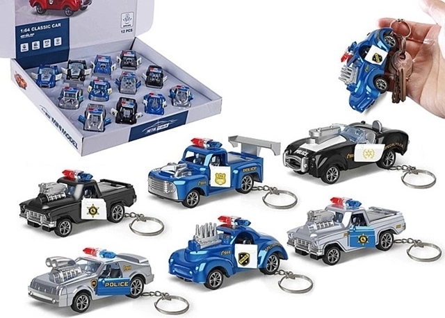 Porte-clés voiture de police avec portes ouvrantes 1:64