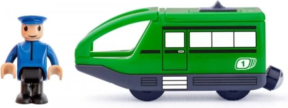 Green Train with Tracks and Battery-Operated Driver