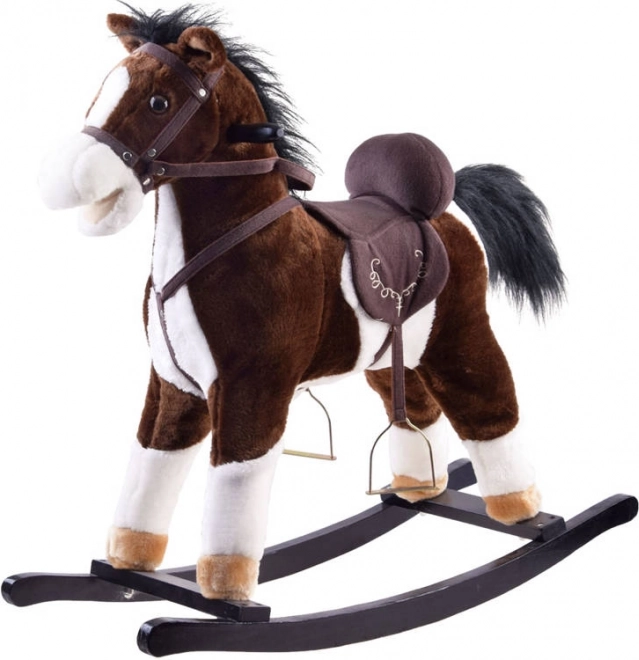 Cheval à bascule brun foncé avec mouvements et sons réalistes
