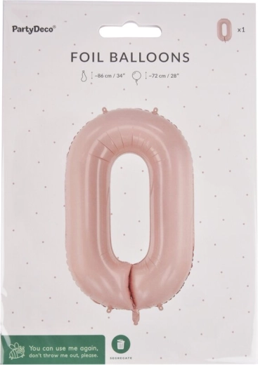 Foil balloon number 0 beige 72 cm