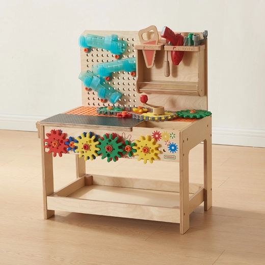 Wooden Montessori STEM Workbench with Tools and Accessories MASTERKIDZ