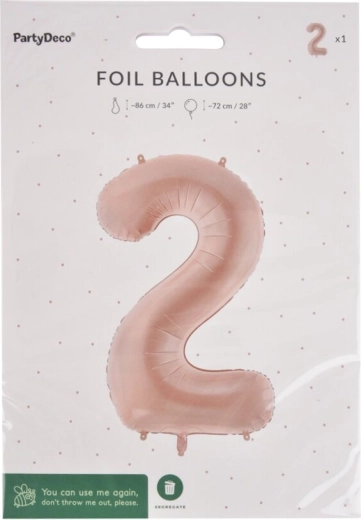 Foil balloon number 2, beige, 72 cm