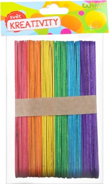 Gekleurde houten stokjes 15 × 1,8 cm, 50 st.
