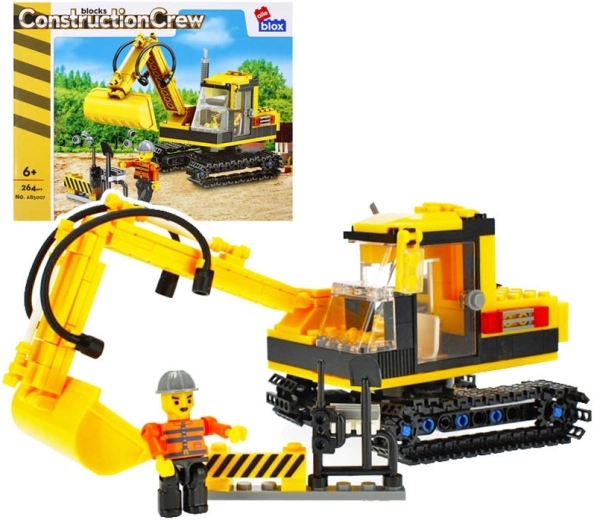 Construction excavator building set with figure and accessories