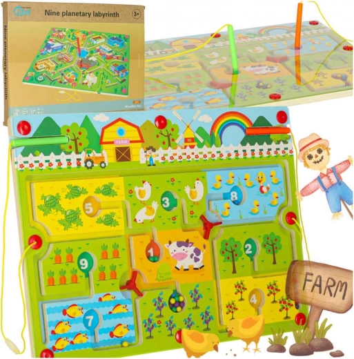 Magnetic Maze Game Wooden Farm for 2 Players