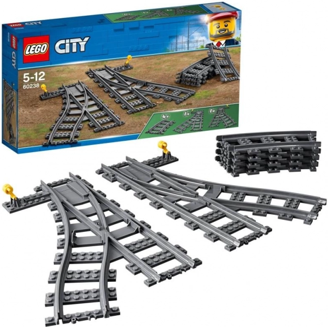Lego City wissels voor treinsporen
