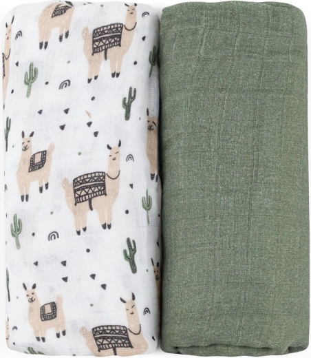 Petite & Mars bamboo muslin blanket (swaddle) 2 pcs Misty llama vibes 120 × 120 cm