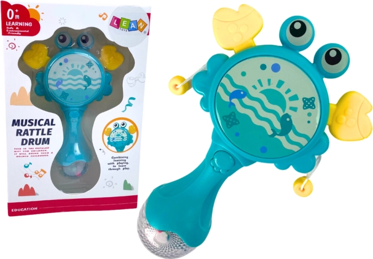 Krabbelrammelaar met trommel en melodieën voor kinderen