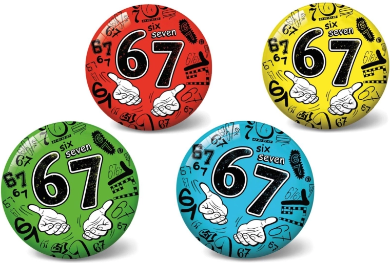 Inflatable ball 23 cm – number 67, Six Seven motif, 4 colors