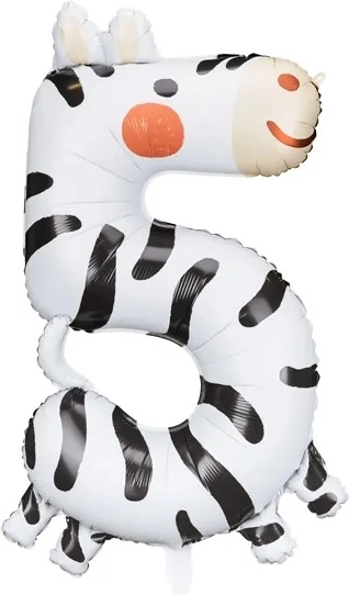 Folienballon Zahl 5 – Zebra 42 × 81 cm