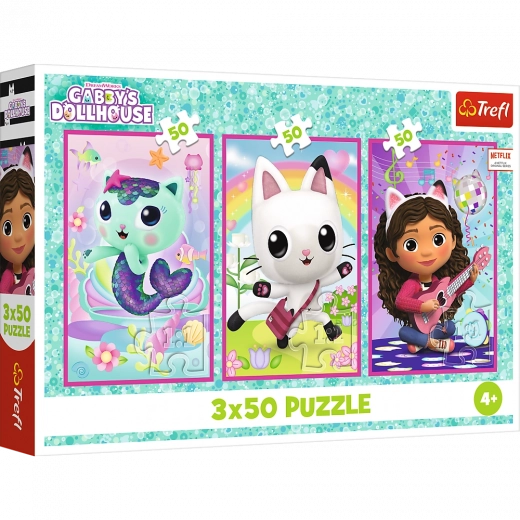 Puzzle 3x50 - La Maison de poupée de Gabby : Faites connaissance avec Gabby et les chats