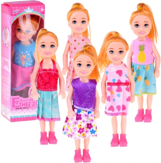 Mini doll 13 cm in colorful dress