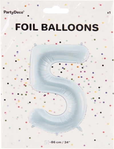 Blue foil balloon number 5, 86 cm
