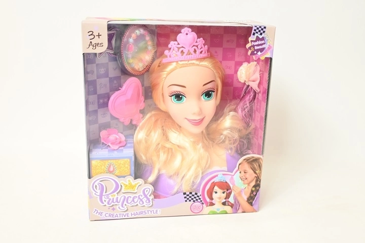 Training head for doll hairdressing and styling