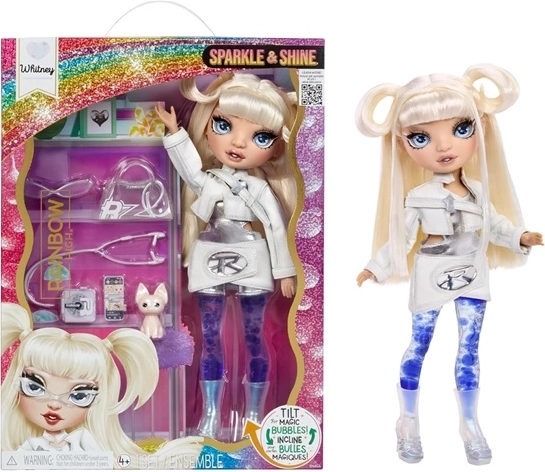 Rainbow High Sparkle & Shine white – collectible fashion doll with a glittering effect