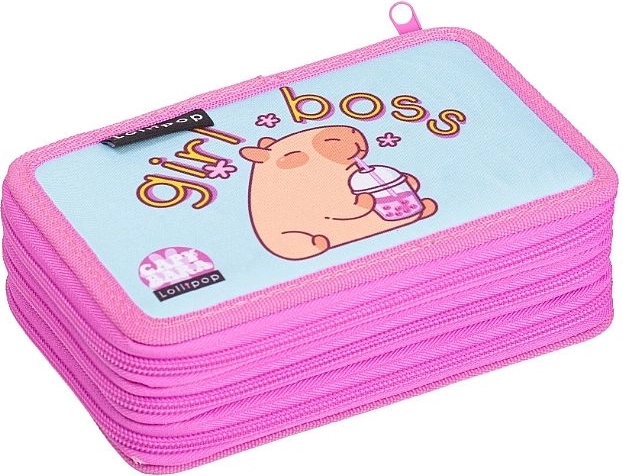 LizzyCard textile three-tier pencil case capybara