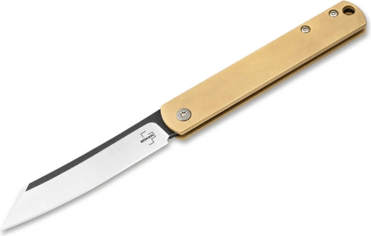 Böker Plus Zenshin 42 Brass couteau de poche 7,5 cm avec finition stonewash