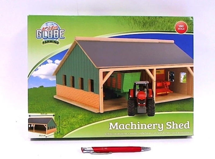 Kids Globe Farming garage en bois pour quatre tracteurs 1:50