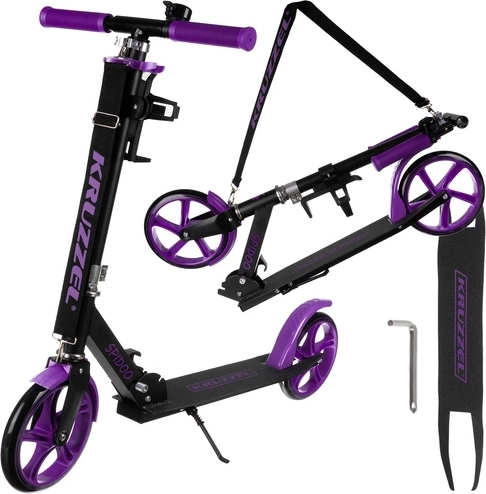 Stedelijke opvouwbare step met grote wielen 200 mm en voetrem – Paars