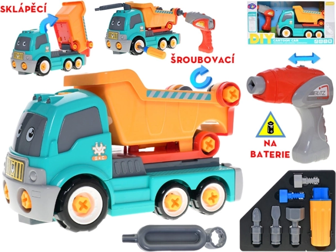 Schraubbares Kippauto mit Akku-Bohrmaschine für Kinder