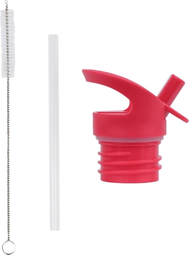 A Little Lovely Company set de bouchon, paille et brosse de nettoyage pour bouteille en inox Cerises Joyeuses