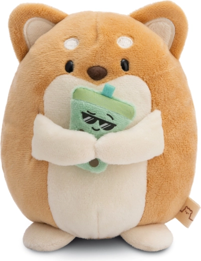 Peluche Shiba Inu Hiro MyMochi 16 cm avec bubble tea en coffret cadeau