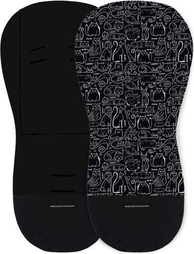 Petite&Mars inleg voor kinderwagen Foamy black cats
