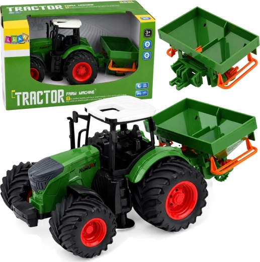 Tracteur agricole avec semoir 1:24 à roues en caoutchouc