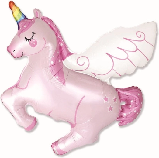 Pink unicorn foil balloon with rainbow horn