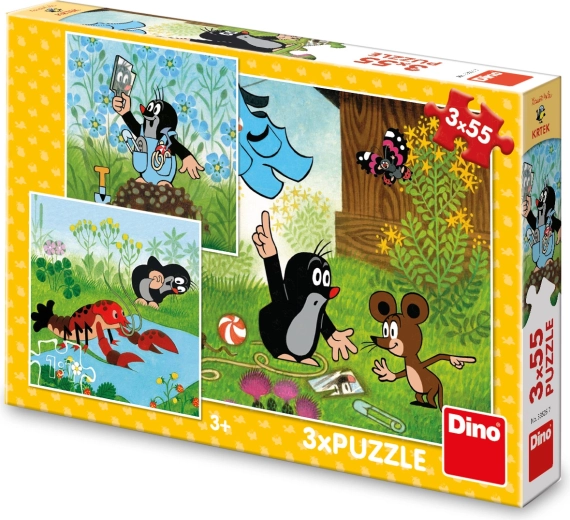 Dino Puzzle Little Mole and the Blue Shorts 3×55 pieces