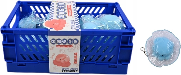 Anti-stress octopus squishy with keychain, 18 pcs