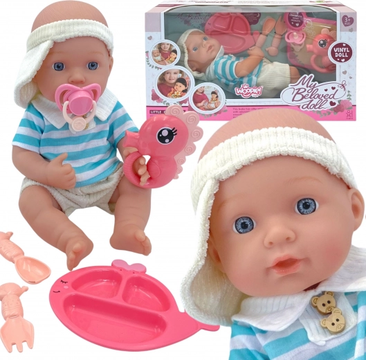 Care set with realistic baby doll and accessories 30 cm