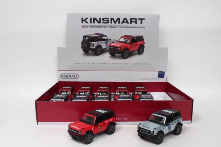 Ford Bronco police or fire truck 1:34 with opening doors and pull-back drive
