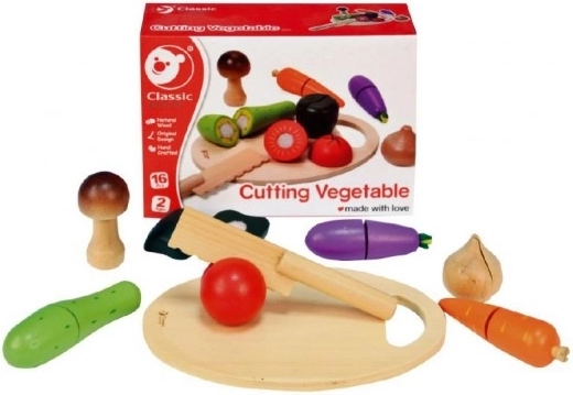 Ensemble de découpe de légumes en bois avec planche