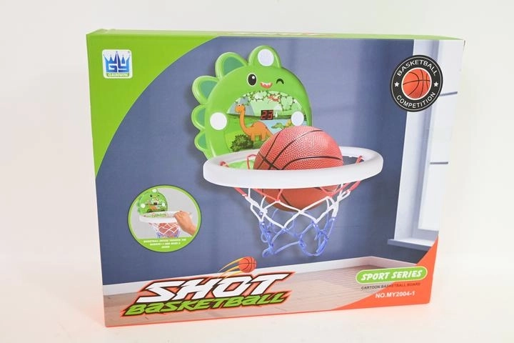 Kids’ basketball hoop with dinosaur backboard and ball
