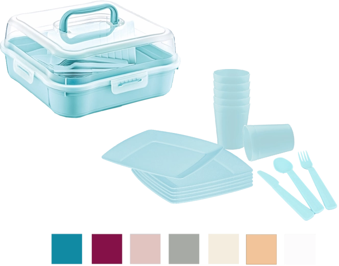 Picnic set for 6 people, 32-piece, BPA free, in a portable box